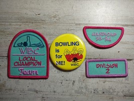 Vintage WIBC Womens International Bowling Is for Me Button Pin &amp; Patches 1990s - £3.97 GBP