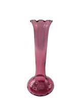 Vintage Swirl Pilgrim Cranberry Blown Art Glass Vase Bud - £9.09 GBP