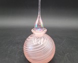 Large Round Pink &amp; White Rolling Swirl Glass Perfume Bottle Iridescent T... - $29.69