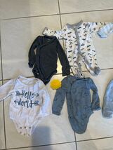 Baby Boy Clothes Lot NB-3M 6pc Sleepers Sleep Suits &amp; Tops Mixed Patterns - $19.75