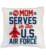 My Mom Serves in The US Air Force Awesome White Pillow Cover for A USAF ... - £20.23 GBP