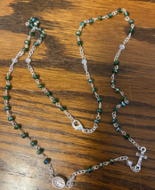 Our Lady of Guadalupe Green Glass Beads Rosary Necklace, New - £10.08 GBP