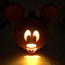 VTG Micky Mouse Pumpkin Jack O Lantern Blow Mold Lights Up 12&quot; x 9&quot; Halloween - £77.84 GBP