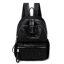 TTOU Casual Ox Backpack Women Black Sequins Nylon School Bags for Teenage Girls  - £117.73 GBP
