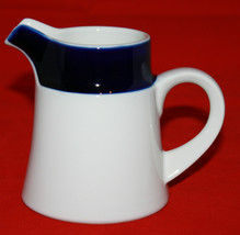 Vintage Noritake Stoneware Fjord Creamer Small Jug Handle White Blue Japan Retro - £24.57 GBP