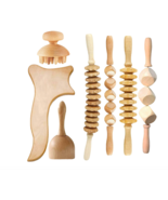 Wood Therapy Massage Tools, 7 in 1 Wooden Massage Roller Set, Lymphatic ... - £26.10 GBP