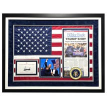 Donald Trump Autographed USA Flag Framed Butler, PA Newspaper JSA Assassination - $5,299.95