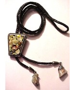 Vintage Bolo Lariat Tie w/ Light Multicolored Stones on Bolo - £27.47 GBP