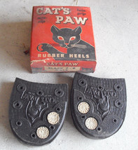 Vintage 1950s Cat&#39;s Paw Twin Grip Rubber Shoe Heels 7-8 in Box - £19.46 GBP