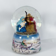 Roman Nativity Snow Globe Mary Joseph Jesus Holy Family Music Box Silent Night - £46.82 GBP