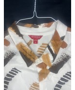 Vintage 90s / 80s Guess LA Abstract Geometric Stretch Button Up Shirt Sz XL - $24.24 CAD