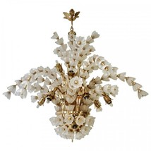 WM2153 Huge Italian Chandelier in Brass with 160 Murano Glass Flowers - $10,540.00