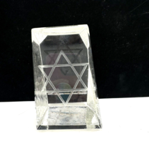 Star of David Clear Glass Paperweight Rectangle Asymmetrical RARE 5&quot; x 3&quot; - £90.25 GBP