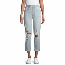 No Boundaries Women&#39;s Juniors Hi Rise Girlfriend Jeans Size 21 Destructe... - $20.46