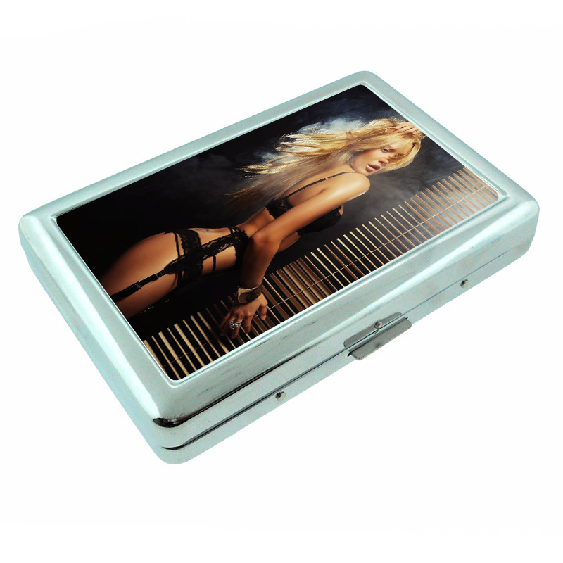 Ohio Pin Up Girls D10 Silver Metal Cigarette Case RFID Protection Wallet - $16.78