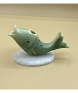 Carved Green Marble Stone Koi Fish Red Jewel Eye Paperweight Pen Holder ... - $20.64 CAD