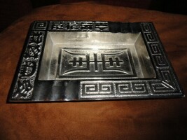 Oriental Ashtray Nickel Chrome Plated Ashtray 9" L x 6" W 1 1/8" H image 10