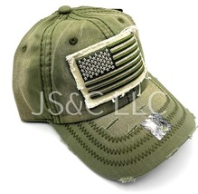 American Flag Cap Vintage Distressed Army/Olive Green One size fits most - $19.95