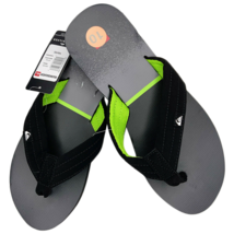 NWT QUIKSILVER MSRP $39.99 MEN GREEN GRAY BEACH WAVE THONG FLIP FLOPS SA... - £15.24 GBP