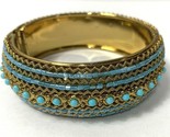 Gold-Tone and Blue Beaded Thick Bangle Bracelet - $9.49