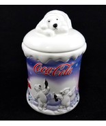 Coca Cola Coke Polar Bear Cookie Jar Treat Canister Ceramic Houston Harv... - £23.63 GBP