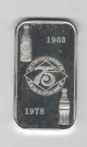 Selma Coca-Cola Bottling Company  75 Years 999 Silver Coin Ingot - £67.11 GBP