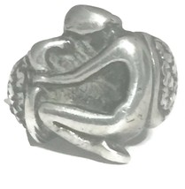 Vintage Lady Nude Woman Kneeling Sterling Silver Ring Size 9.75  14.5g - £123.04 GBP