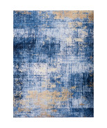 Blue Gold Area Rug: Soft, Washable Zara Design - $2,189.35 MXN
