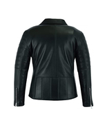Black Armored Motorbike Leather Motorcycle Jacket Biker Style Lapel Design - £173.11 GBP