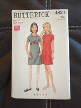 4824 BUTTERICK 1960&#39;s Misses Fitted Straight Dress Sewing Pattern Size 1... - $23.74