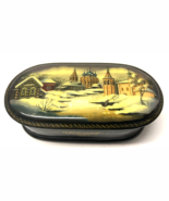 Russian Landscape Mini Jewelry Box Signed - €85,29 EUR