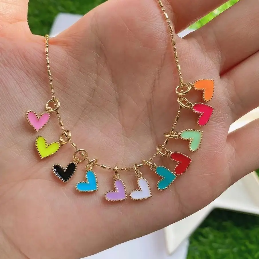 Mall colorful heart shape enamel charm all colors tiny heart charms pendant for jewelry thumb200
