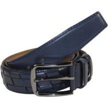 Men Genuine Leather Belt PIERO ROSSI Turkey Soft Full Grain Stitched #137 Navy image 3