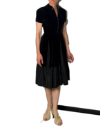 WWII NEW LOOK Black Velvet Dress Diamante Clasp Make offer welcome! - £297.90 GBP