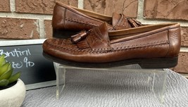 Men&#39;s Giorgio Brutini Brown Leather Woven Tassel Loafers Shoes Size 9D - $38.00