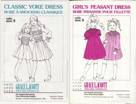 2X Grace Knott Girls Classic Yoke & Peasant Dress English Smocking Pattern S8 - $13.99