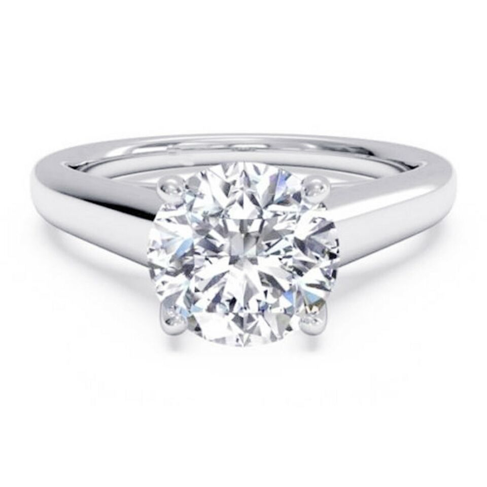 Primary image for 1.5 CT Round MOISSANITE SOLITAIRE ENGAGEMENT RING 14K WHITE GOLD OVER