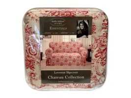 Kathy ireland Home Essentials Loveseat Cover Chateau Collection Red Fits... - $67.32