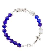 Saint Michael Faceted Crystal Dark Royal Blue 8&quot; Bracelet, New #AB-391-R2 - $11.17 CAD
