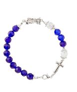 Saint Michael Faceted Crystal Dark Royal Blue 8&quot; Bracelet, New #AB-391-R2 - $7.92