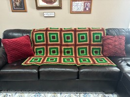 Handmade Crochet Granny Square Afghan Bed Throw Blanket Multicolor 60”X 50” - £14.30 GBP