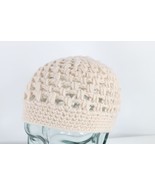 NOS Vintage 70s Streetwear Lace Crochet Knit Beanie Hat Off White Womens OS - £31.07 GBP