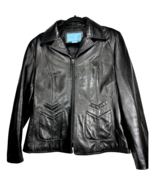 Nine West women&#39;s XL Classic Ride Full-Zip Black Soft Leather Motorcycle... - $61.75