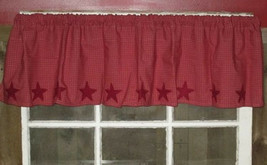 Red Plaid Window Valance Curtain Panel w Star Border 70&quot; x 14&quot; 100% Cotton - £15.88 GBP