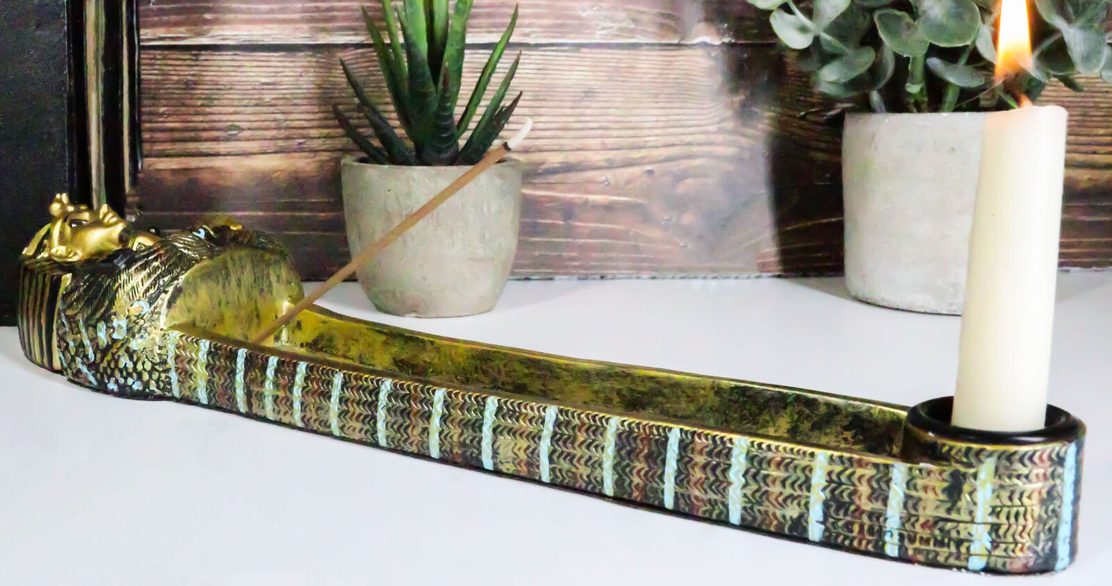 Egyptian King Tutankhamun Sarcophagus Mummy Stick Incense Candle Holder ... - $26.99