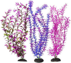 Penn Plax 16-Inch Colorful Plastic Aquarium Plant Pack - Assorted Colors - £19.70 GBP