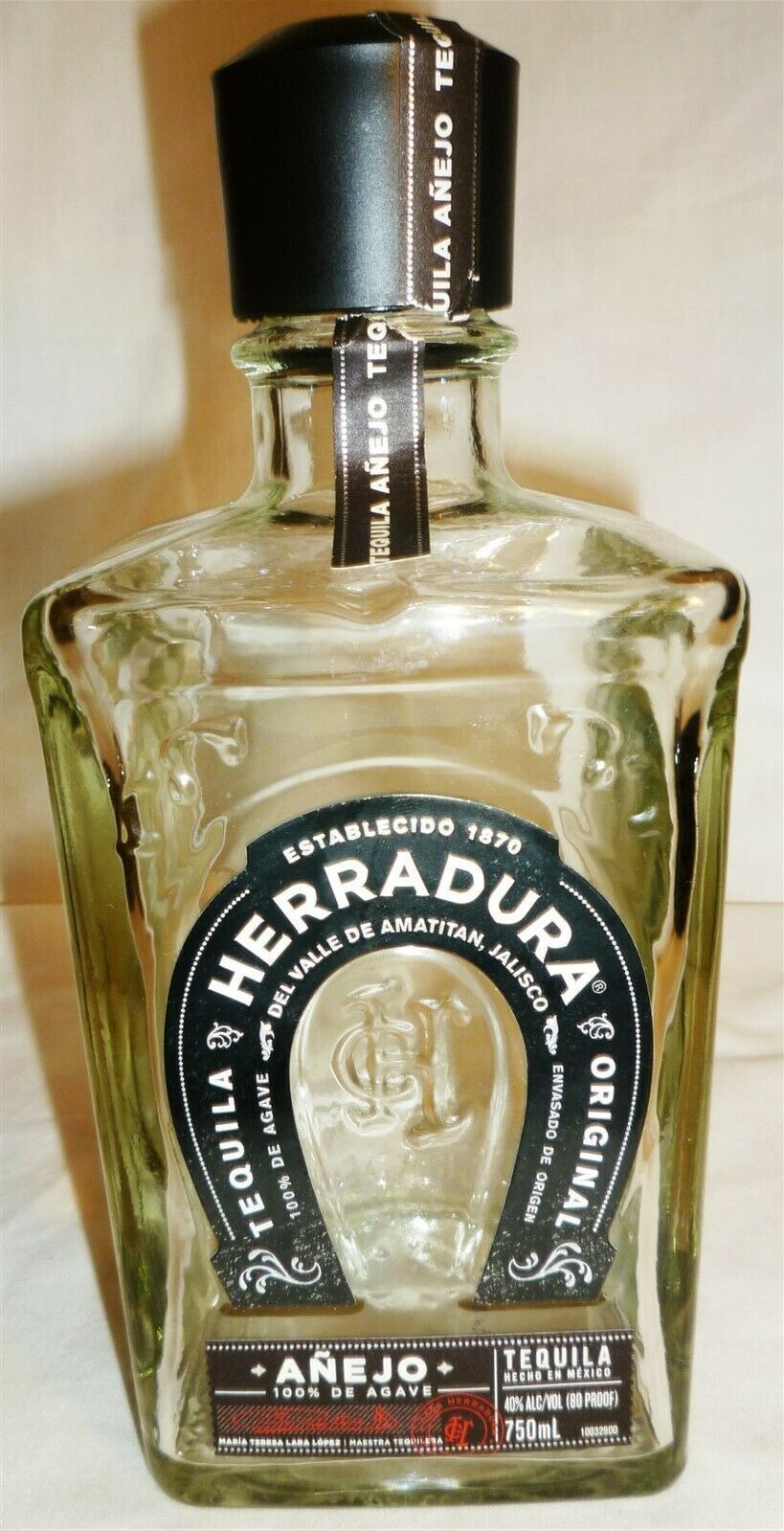 EMPTY ANEJO HERRARDURO ORIGINAL TEQUILA BOTTLE - $6.00