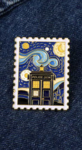 Doctor Who Tardis Police Box Van Gogh Starry Night Stamp Enamel Pin, Lapel Pin - £4.69 GBP
