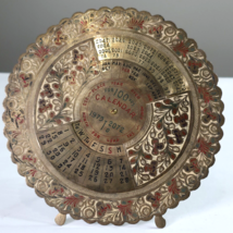 Vintage Brass Perpetual Calendar 100 Year 1973 To 2072 7.5in Red Green D... - $35.99