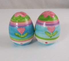 Bright Colorful With Tulips Easter Eggs 3&quot; Salt &amp; Pepper Shakers - $9.69